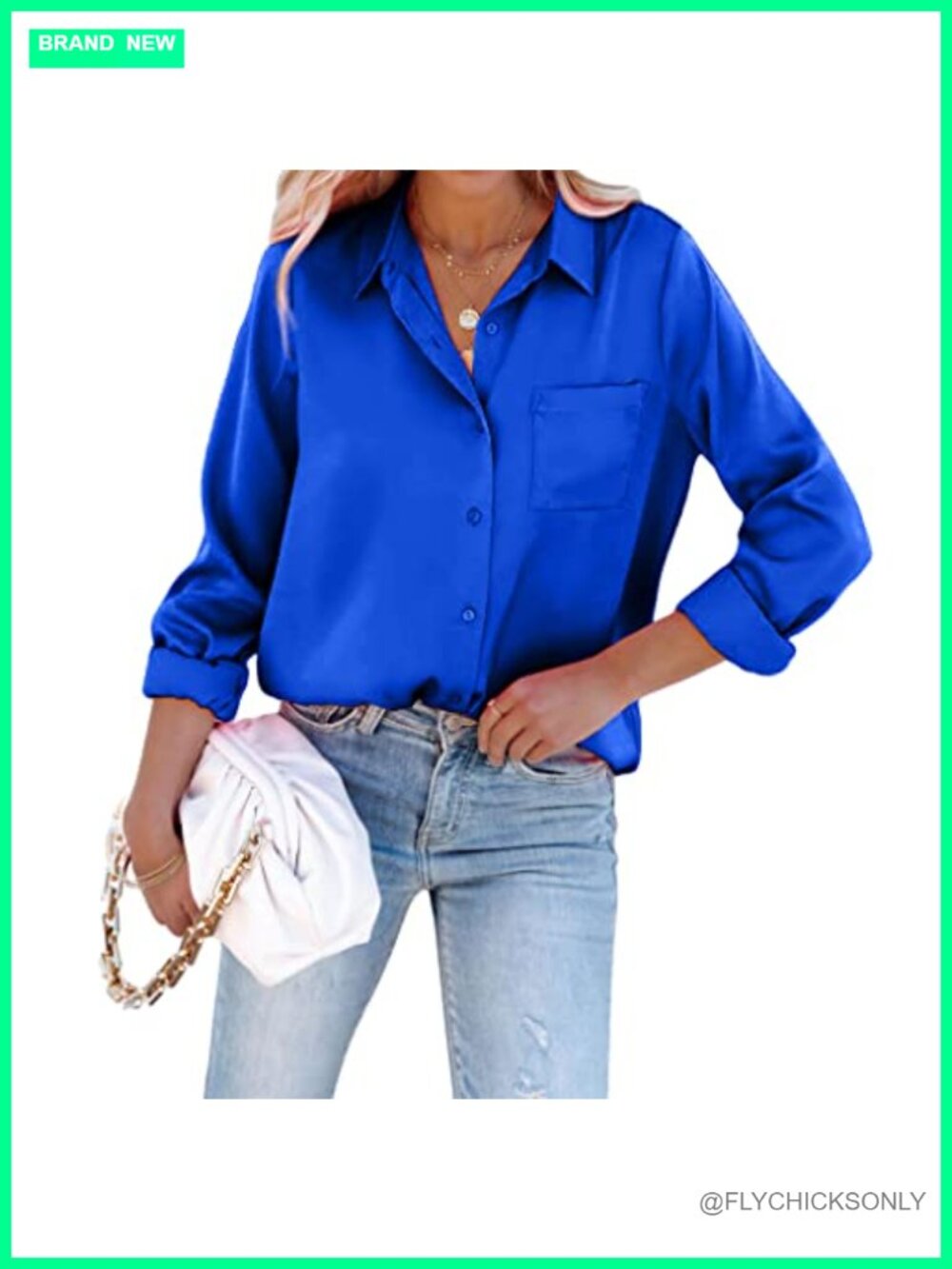 Satin Button Down Shirt Women Long Sleeve Slim Fit Office Blouse